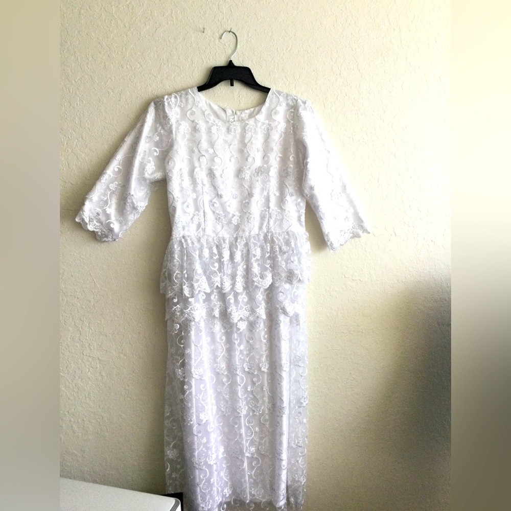 Handmade white lace dress